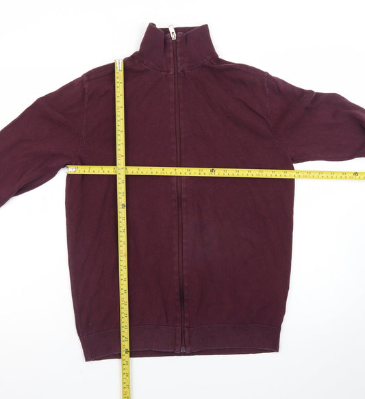 SELECTED HOMME Men's Purple Full Zip Cotton Jumper M
