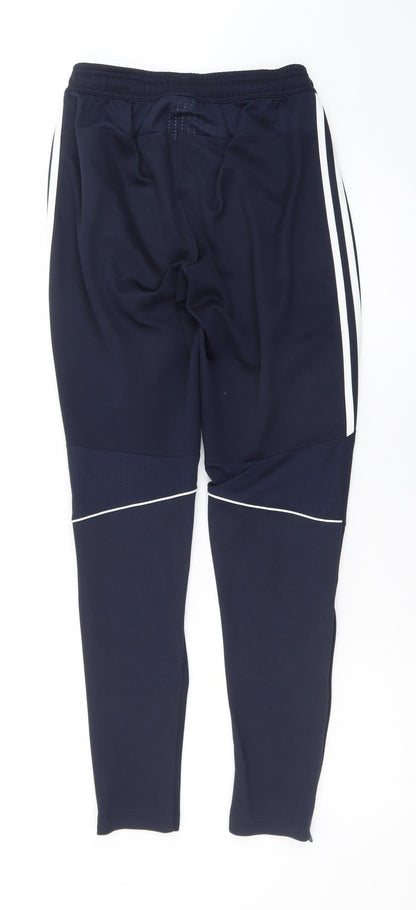 Adidas Men's Navy XS Jogger Sweatpants with Ankle Zip and Stripes