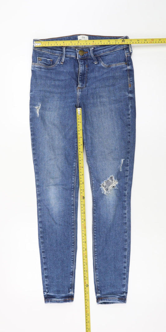 River Island Women Blue Size 10 Skinny Distressed Denim Jeans
