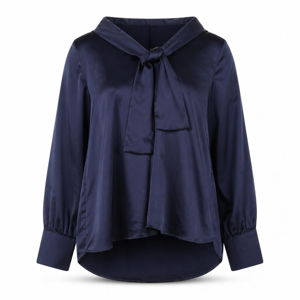 F&F Women’s Navy Blue Long Sleeve Bow Neck Blouse UK 14 Polyester