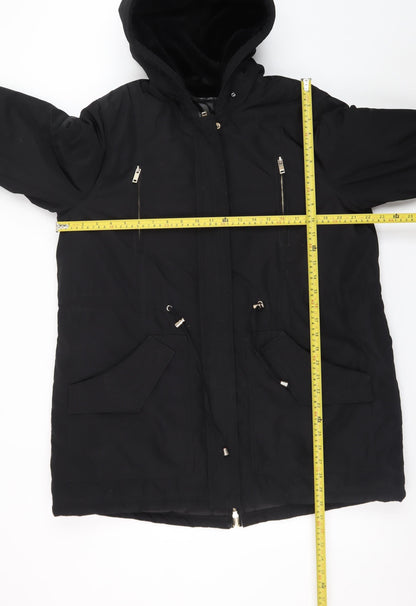 Papaya Women's Black Hooded Parka Coat Size 16 Lined Winter Jacket