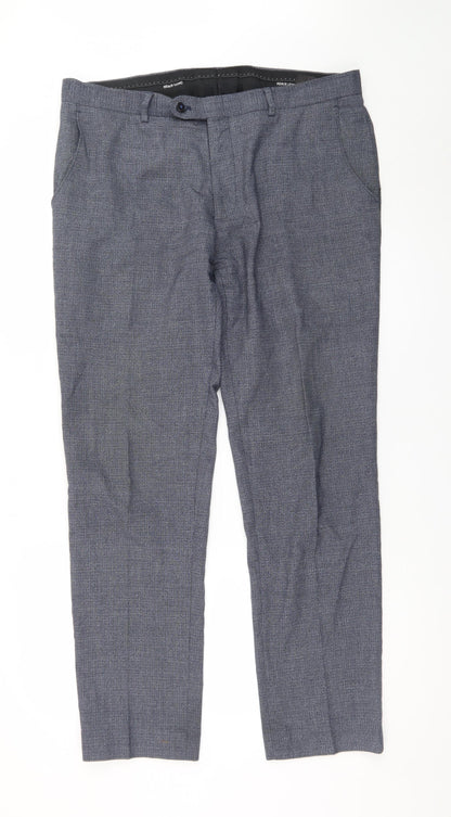 Remus Uomo Men's Grey Check Slim Fit Dress Pants 42R