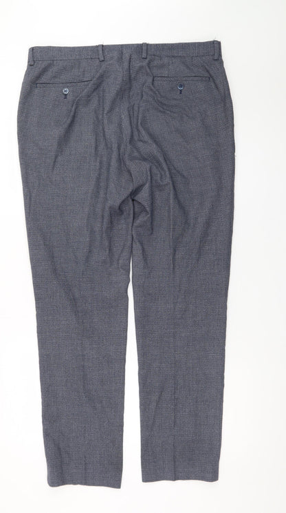 Remus Uomo Men's Grey Check Slim Fit Dress Pants 42R