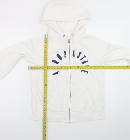 Aeropostale Women's White Full Zip Hoodie Size M Cotton Blend