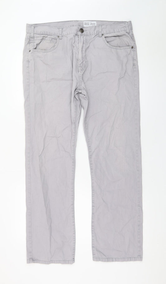 Denim Co Men's Grey Chino Trousers W36 L32 Regular Fit