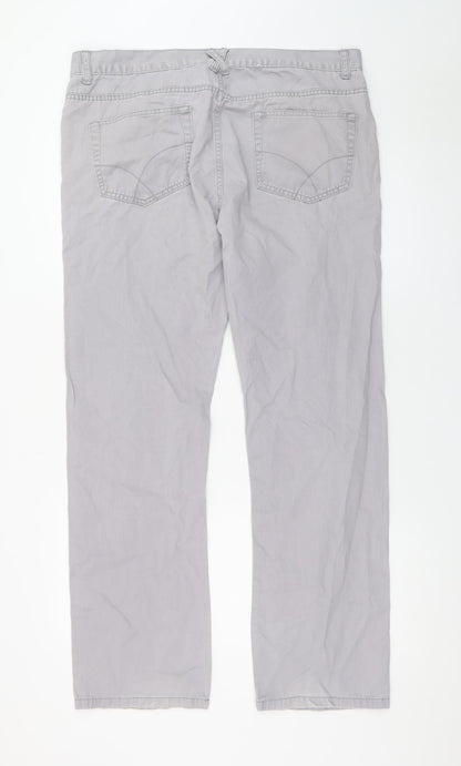Denim Co Men's Grey Chino Trousers W36 L32 Regular Fit