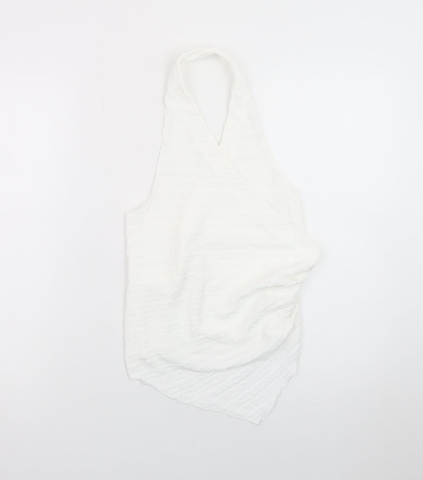 Pull&Bear Women's White Halter Neck Cotton Camisole Top Size 8