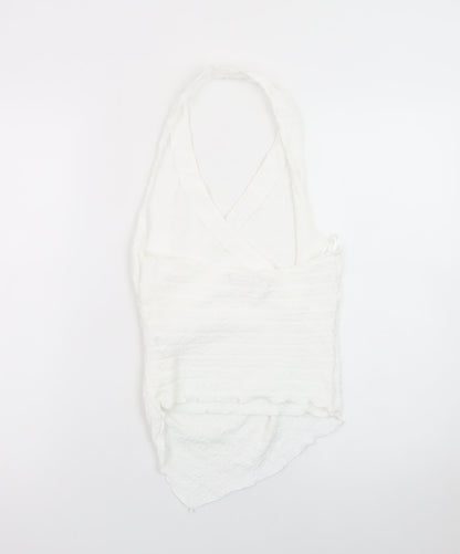 Pull&Bear Women's White Halter Neck Cotton Camisole Top Size 8
