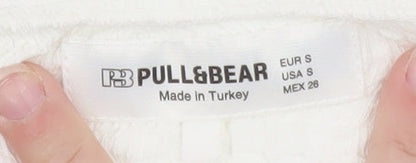 Pull&Bear Women's White Halter Neck Cotton Camisole Top Size 8