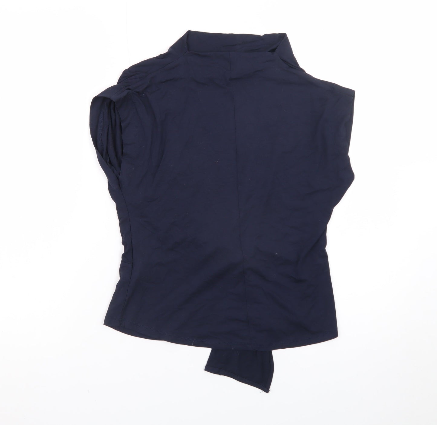 Isay Women’s Blue Wrap Sleeveless High Neck Blouse XS