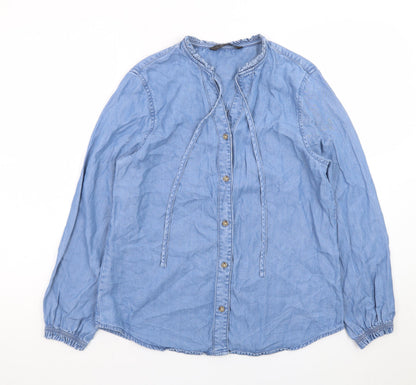 Dunnes Stores Women's Blue Lyocell Long Sleeve Tunic Blouse Size S
