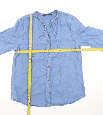 Dunnes Stores Women's Blue Lyocell Long Sleeve Tunic Blouse Size S