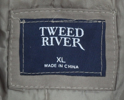Tweed River Men's Brown XL Bomber Jacket Polyester Casual