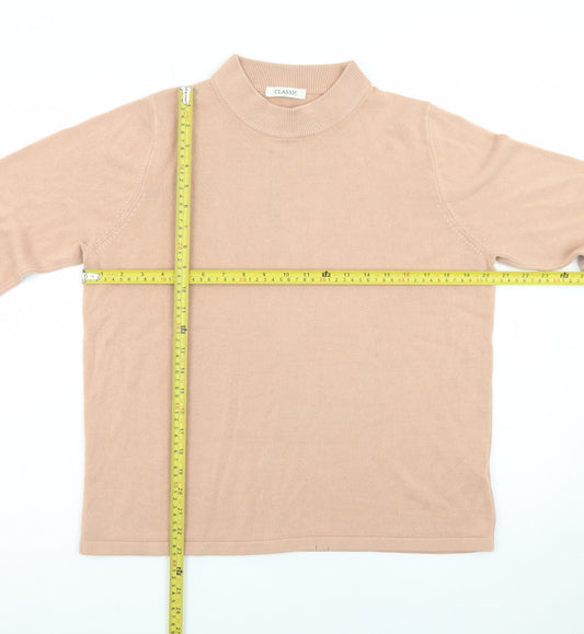Marks and Spencer Women Beige Mock Neck Acrylic Jumper Size 16