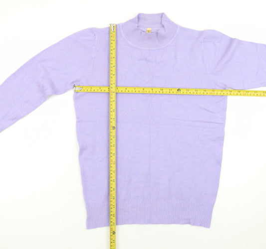 Emily Stacy Women Purple Mock Neck Pullover Jumper XL