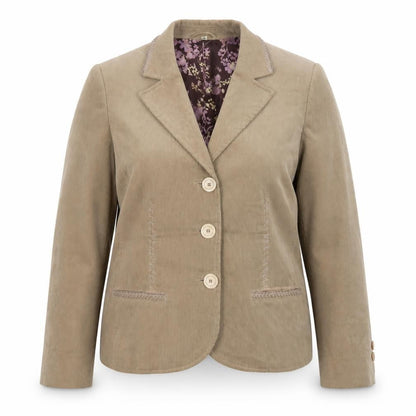 Klass Womens Beige Corduroy Blazer Jacket Size 16 Lined Smart Casual