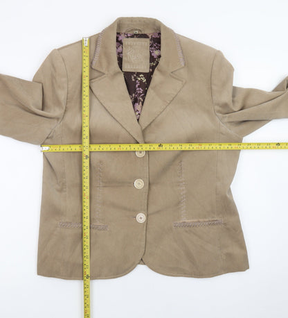 Klass Womens Beige Corduroy Blazer Jacket Size 16 Lined Smart Casual
