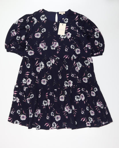 ONLY Carmakoma Women's Blue Floral A-Line Plus Size 18-20 Dress