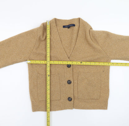 French Connection Women's Beige Wool Blend V-Neck Cardigan Size S