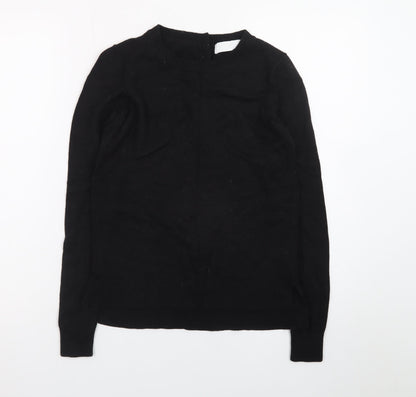 The White Company Women's Black Wool Blend Crew Neck Jumper Size 6