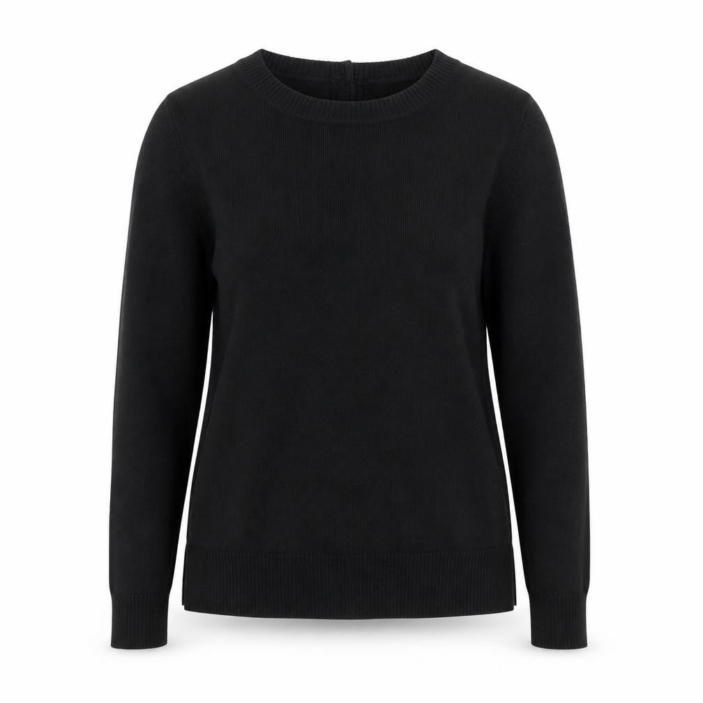 The White Company Women's Black Wool Blend Crew Neck Jumper Size 6