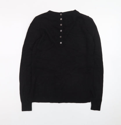 The White Company Women's Black Wool Blend Crew Neck Jumper Size 6