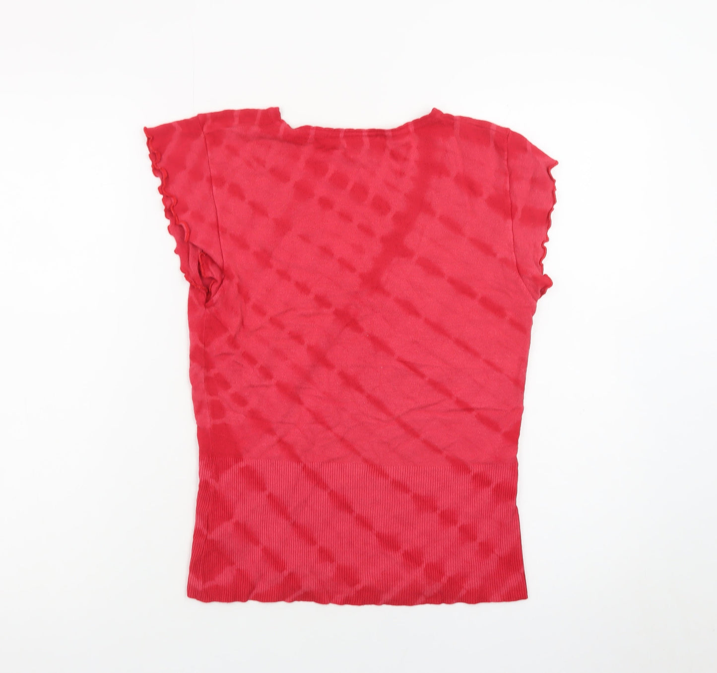 Next Women Red V-Neck Short Sleeve Slim Knit Jumper UK 12