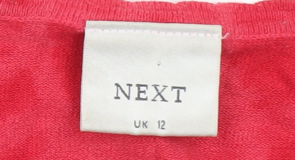 Next Women Red V-Neck Short Sleeve Slim Knit Jumper UK 12