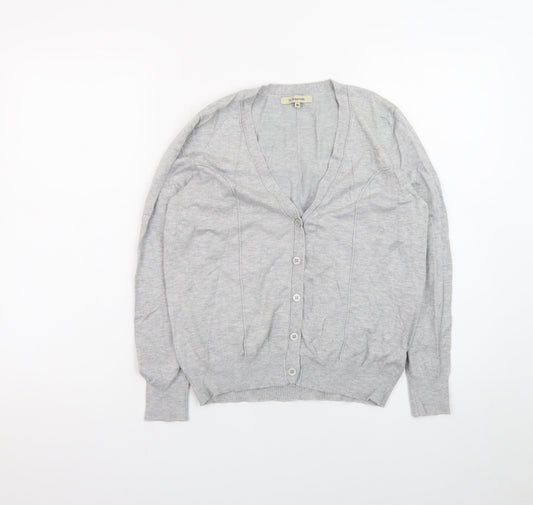 La Leggenda Womens Grey Cardigan V-Neck Knit Jumper M