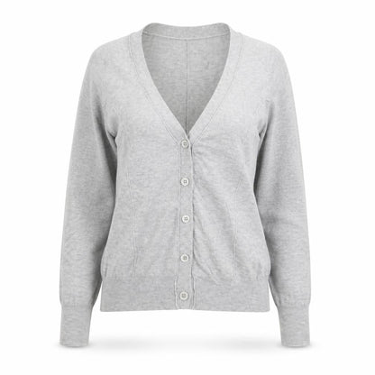 La Leggenda Womens Grey Cardigan V-Neck Knit Jumper M