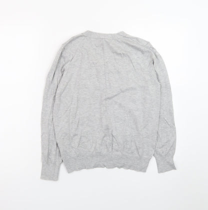 La Leggenda Womens Grey Cardigan V-Neck Knit Jumper M