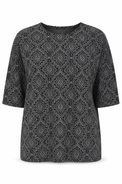 Masai Women Black 2XL Geometric Shift Dress Jersey Plus Size