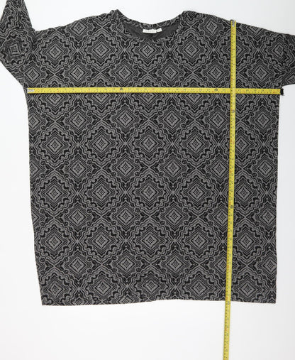 Masai Women Black 2XL Geometric Shift Dress Jersey Plus Size