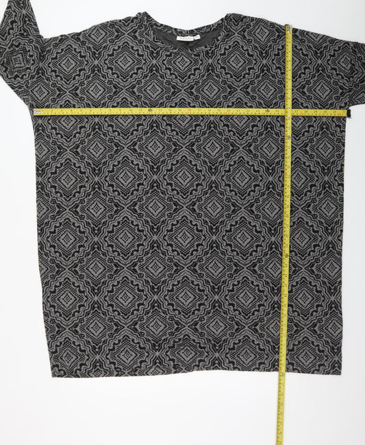 Masai Women Black 2XL Geometric Shift Dress Jersey Plus Size