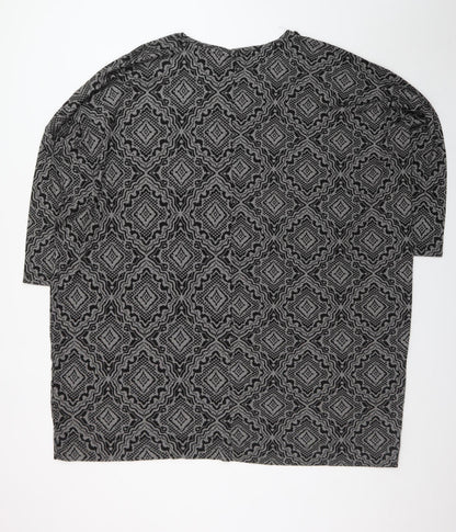 Masai Women Black 2XL Geometric Shift Dress Jersey Plus Size