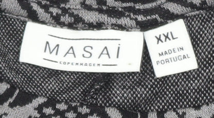 Masai Women Black 2XL Geometric Shift Dress Jersey Plus Size