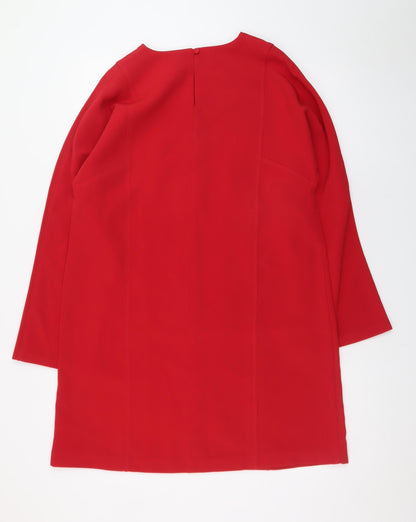 Dunnes Stores Women Red Shift Dress Size 14 3/4 Sleeve Workwear