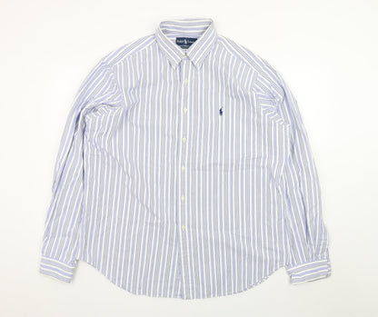 Ralph Lauren Men's Blue Striped Classic Fit Button-Down Shirt Size 17
