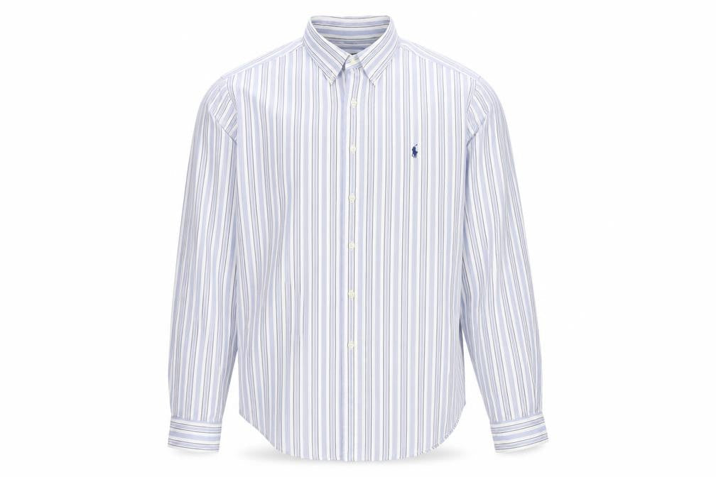 Ralph Lauren Men's Blue Striped Classic Fit Button-Down Shirt Size 17