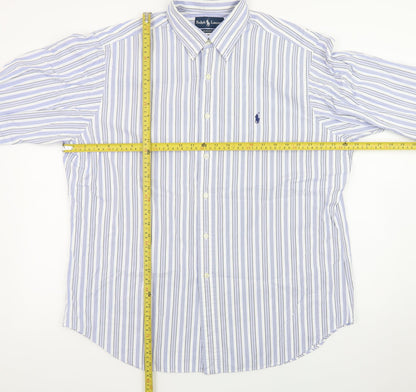 Ralph Lauren Men's Blue Striped Classic Fit Button-Down Shirt Size 17