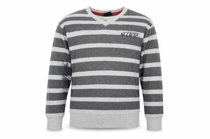 Next Teens Grey Striped Cotton V-Neck Jumper XS
