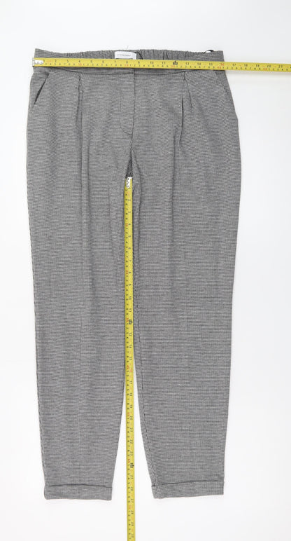 Atmosphere Women's Grey Houndstooth Tapered Trousers Size 14