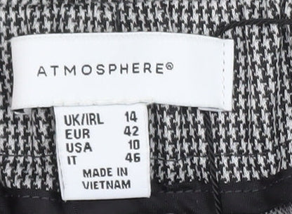Atmosphere Women's Grey Houndstooth Tapered Trousers Size 14