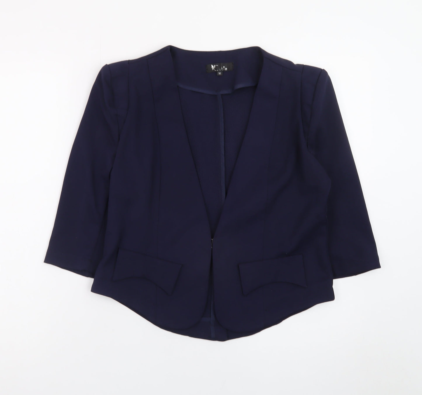 Cutie Women Navy Blue Blazer M Regular 3/4 Sleeve Open Front