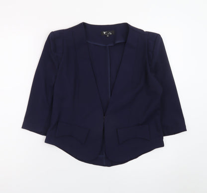 Cutie Women Navy Blue Blazer M Regular 3/4 Sleeve Open Front