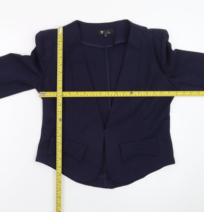 Cutie Women Navy Blue Blazer M Regular 3/4 Sleeve Open Front