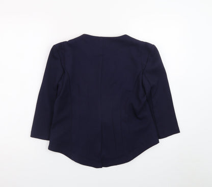 Cutie Women Navy Blue Blazer M Regular 3/4 Sleeve Open Front