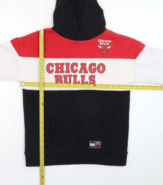 Primark Boys Black Red Chicago Bulls Pullover Hoodie 9-10 Years