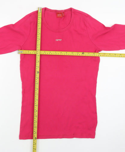 Esprit Women’s Pink Long Sleeve Cotton Basic T-Shirt Size S