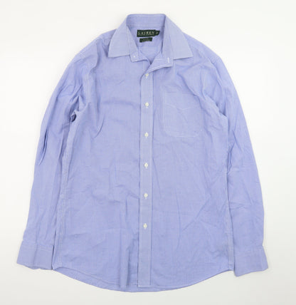 Lauren Ralph Lauren Men's Blue Fitted Non-Iron Cotton Dress Shirt 15.5 39